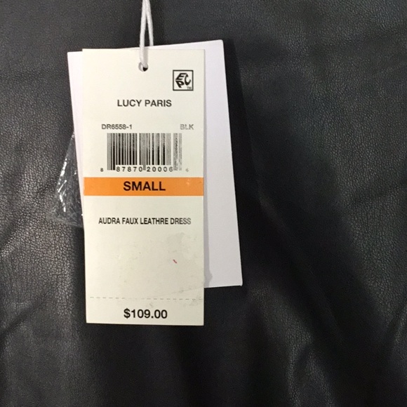 LUCY PARIS Audra Faux Leather Asymmetrical Mini Dress Size Small - Picture 6 of 11